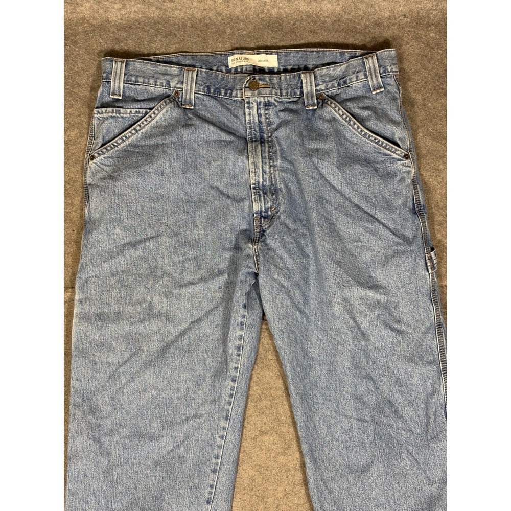 Signature by Levi Strauss‎ Mens Carpenter Jeans Light Wash Blue Denim Sz 40 - Picture 2 of 9